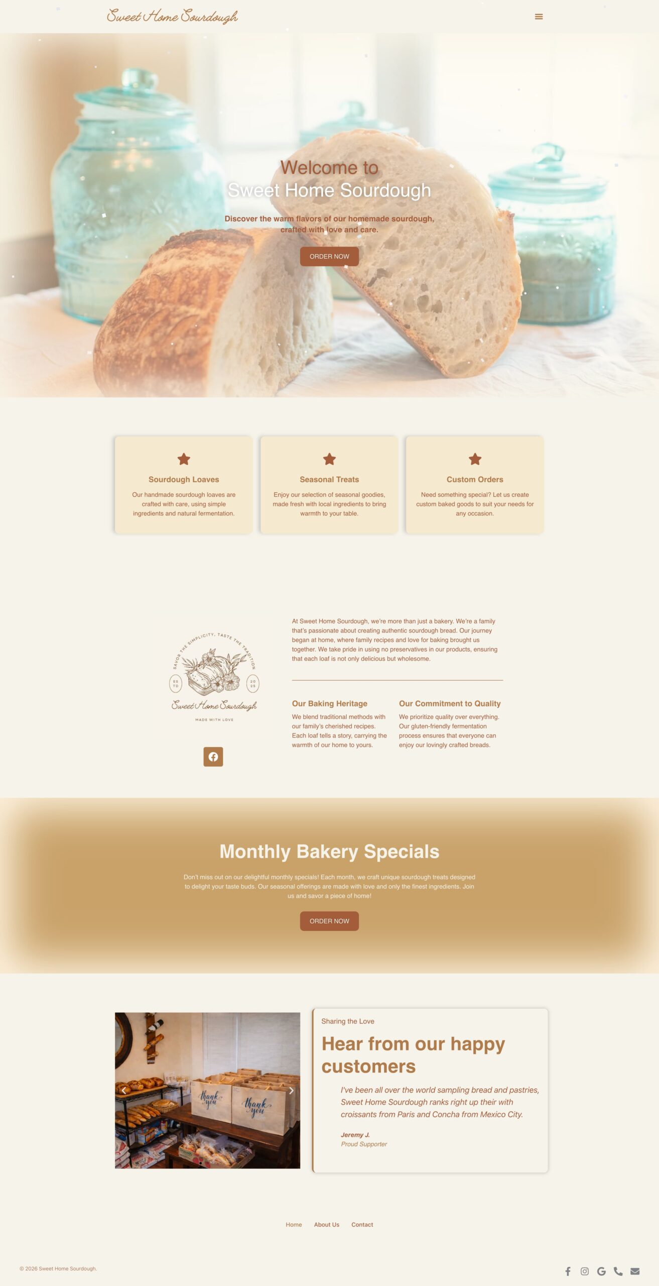 Sweethome Sourdough Screen Capture of website
